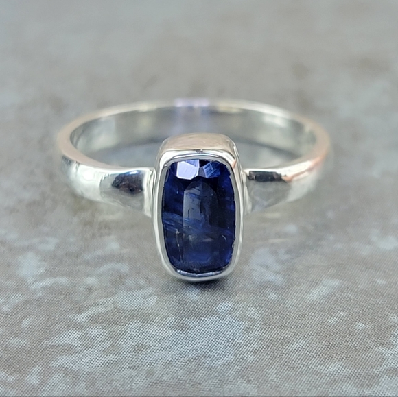 Native Jewelry - Native Blue Sapphire Gemstone Ring Size 7 Sterling Silver 925 Women Boho Jewelry